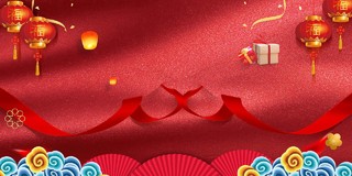 耍龙灯红色纹理喜庆2019猪年新年元宵节晚会舞台海报背景